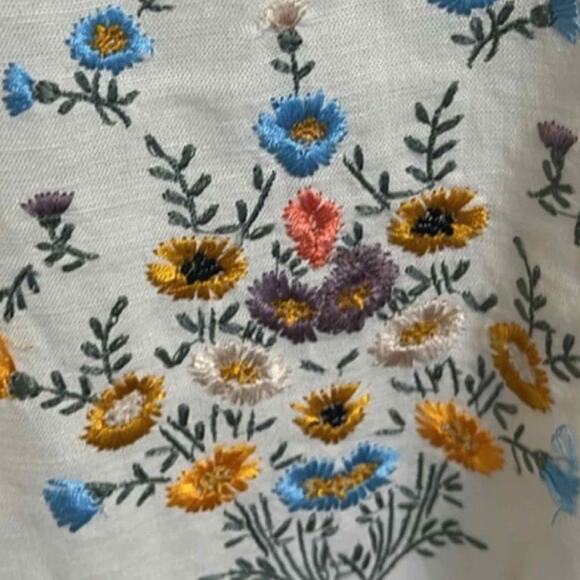 Free People Wildflower Embroidered Linen Blend Mini Dress Size Medium - Picture 11 of 12